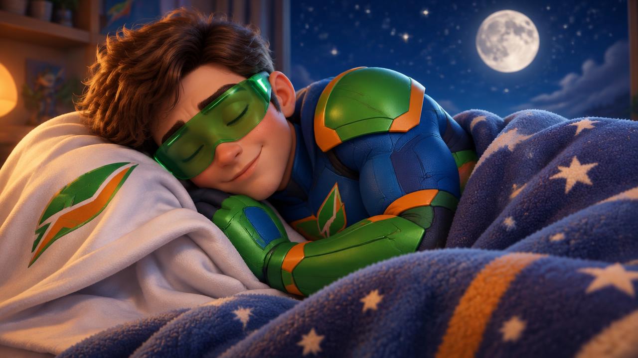 Super Hábito duerme tranquilamente bajo la luna y las estrellas